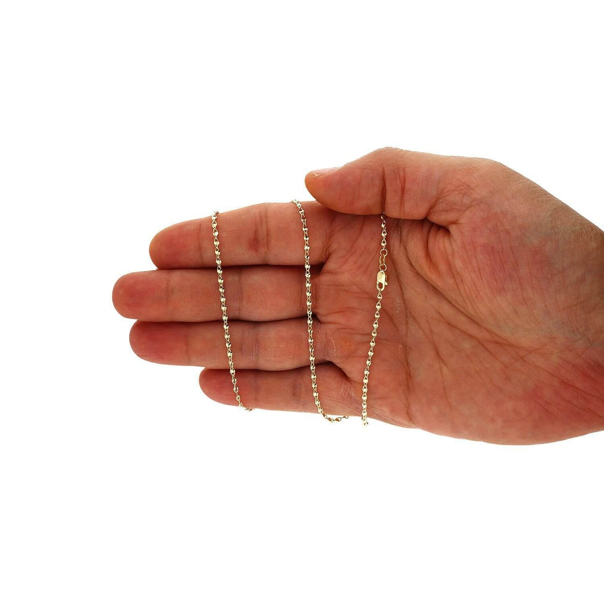 10K Yellow Gold 2mm Twisted Valentino Chain (Solid Links) 16"-24"