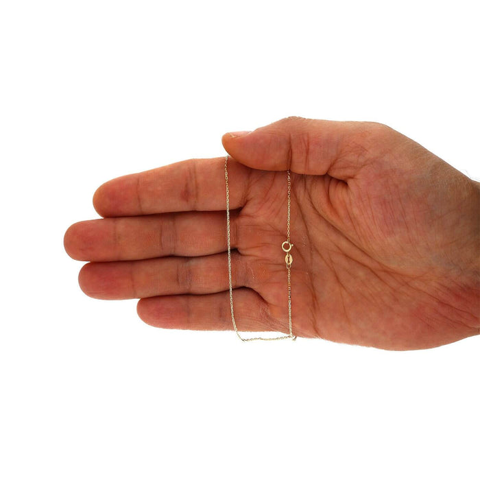 10K Yellow Gold 1mm Diamond-Cut Cable Chain (Solid Links) 16"-24"