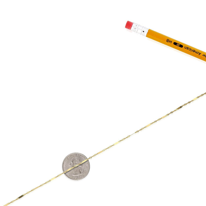 10K Yellow Gold 1.5mm Diamond-Cut Singapore Bar Chain (Solid Links) 16"-24"