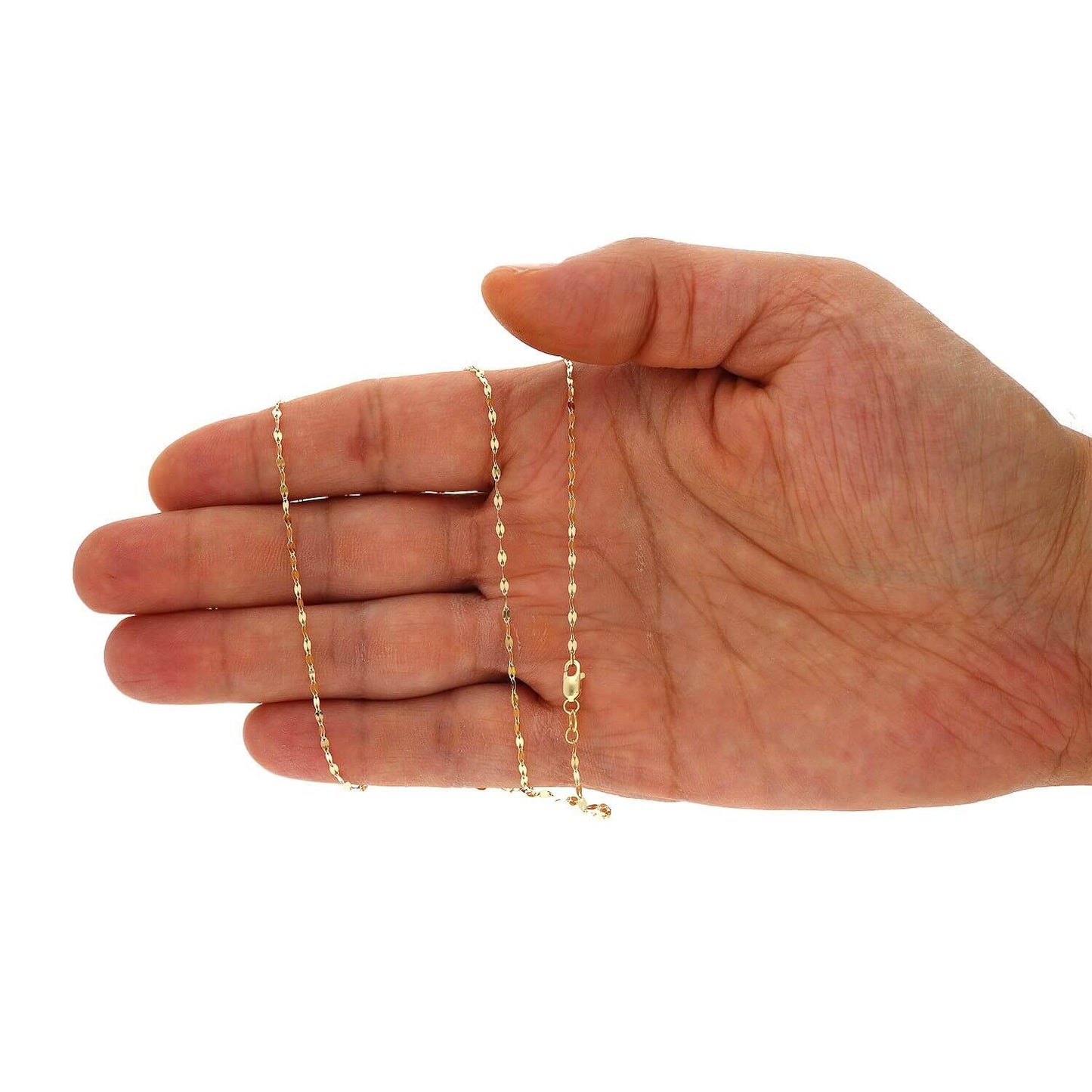 Solid 10K Yellow Gold 2mm Diamond Cut Italian Mirror Chain Necklace 16"-24"