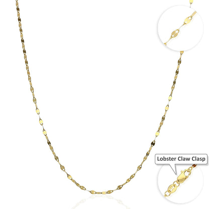 Solid 10K Yellow Gold 2mm Diamond Cut Italian Mirror Chain Necklace 16"-24"