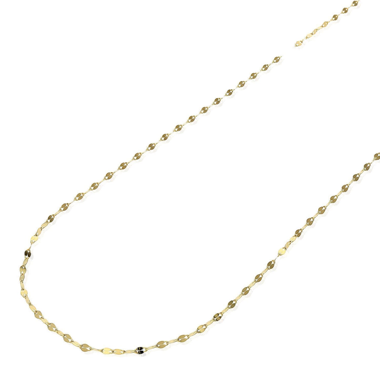 Solid 10K Yellow Gold 2mm Diamond Cut Italian Mirror Chain Necklace 16"-24"