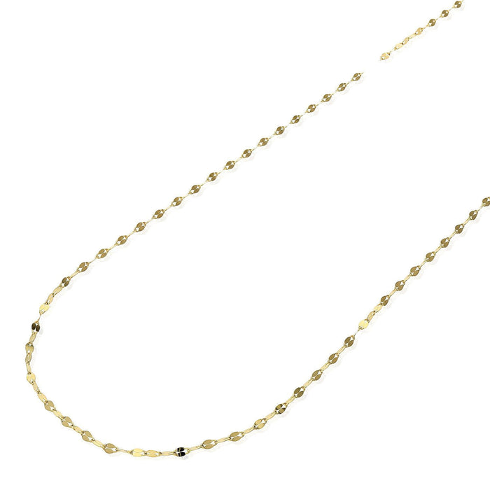 10K Yellow Gold 2mm Diamond-Cut Italian Mirror Chain (Solid Links) 16"-24"