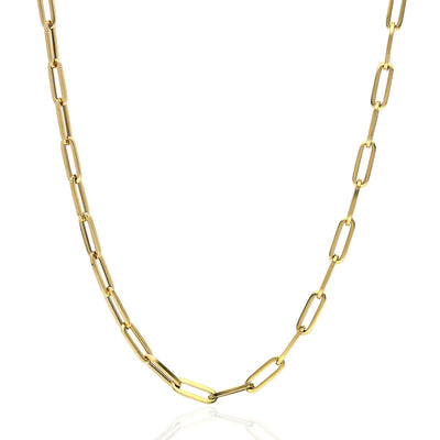 14K Yellow Gold 4mm Paperclip Elongated Chain (Hollow) 16"-30"