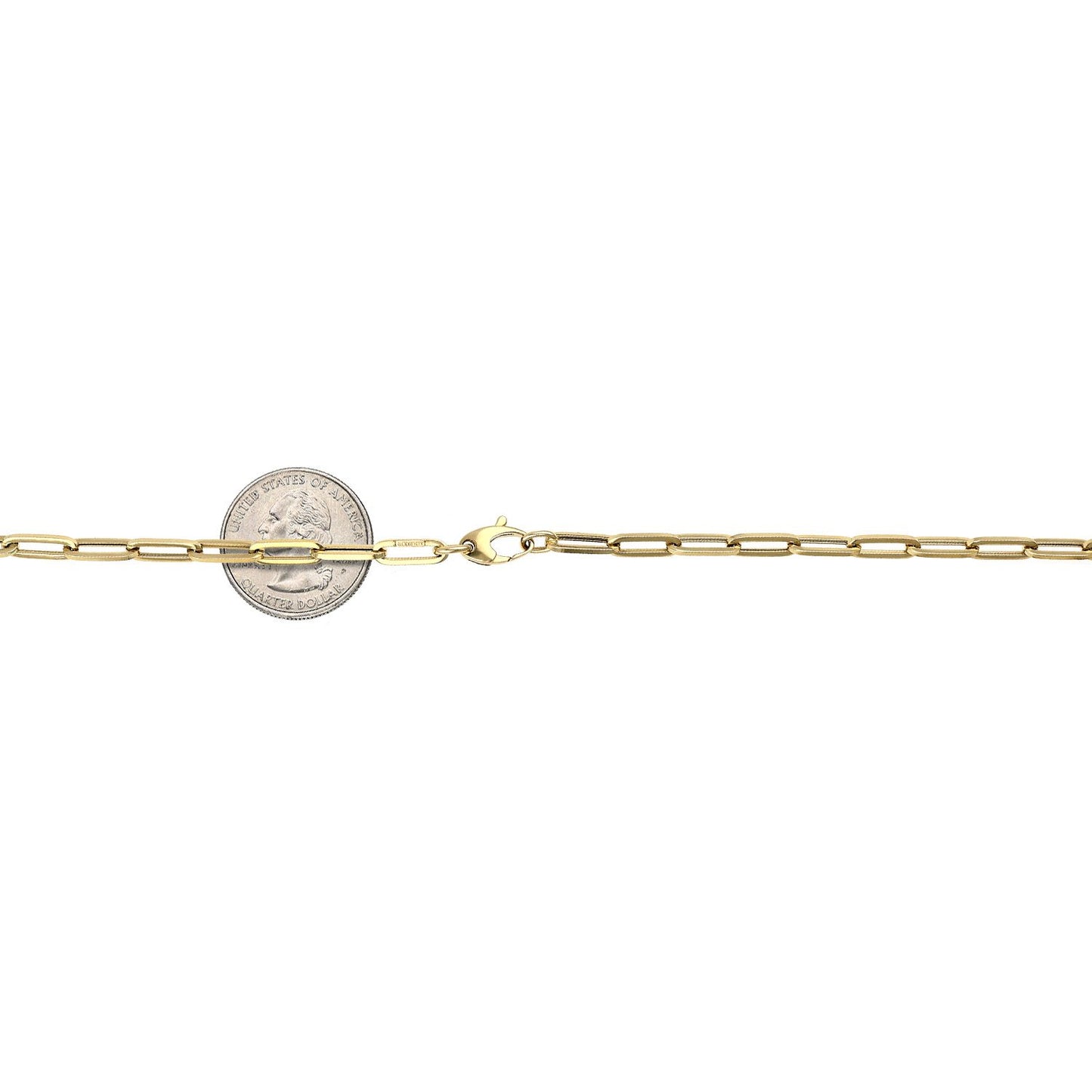 14K Yellow Gold 4mm Paperclip Elongated Chain Necklace 16"-30"