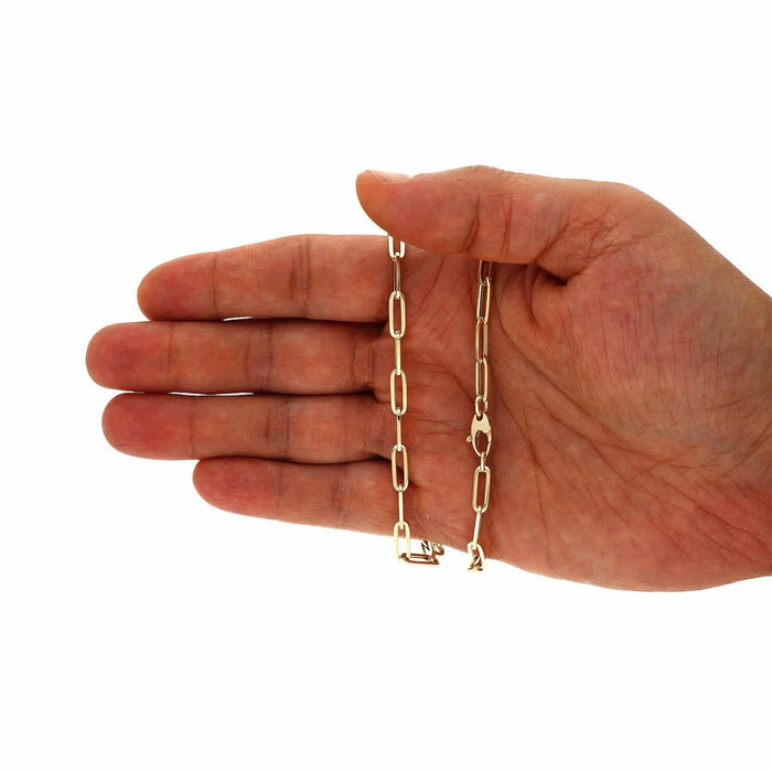 14K Yellow Gold 4mm Paperclip Elongated Chain (Hollow) 16"-30"