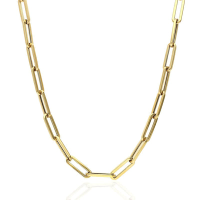 14K Yellow Gold 5mm Paperclip Elongated Chain (Hollow) 16"-30"