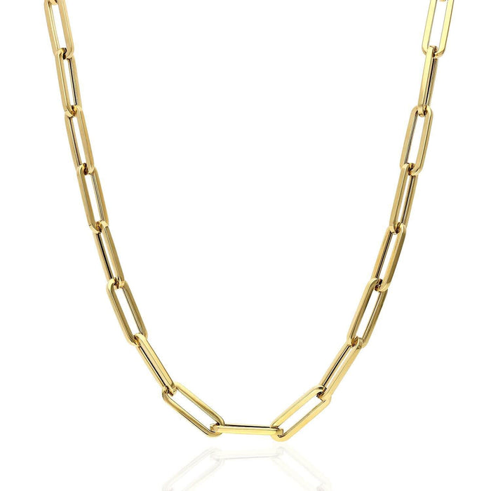 14K Yellow Gold 5mm Paperclip Elongated Chain (Hollow) 16"-30"