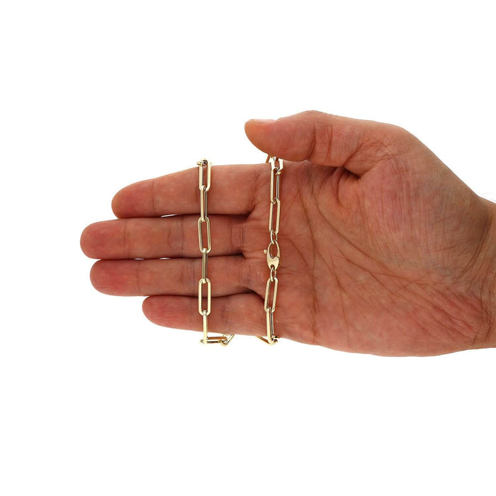 14K Yellow Gold 5mm Paperclip Elongated Chain (Hollow) 16"-30"