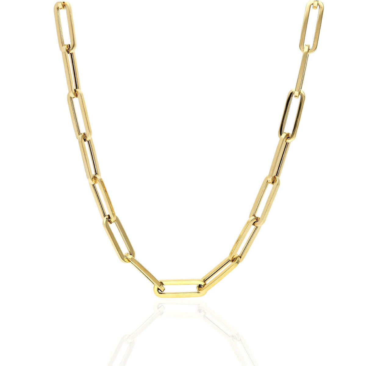 14K Yellow Gold 6mm Paperclip Elongated Chain (Hollow) 16"-30"
