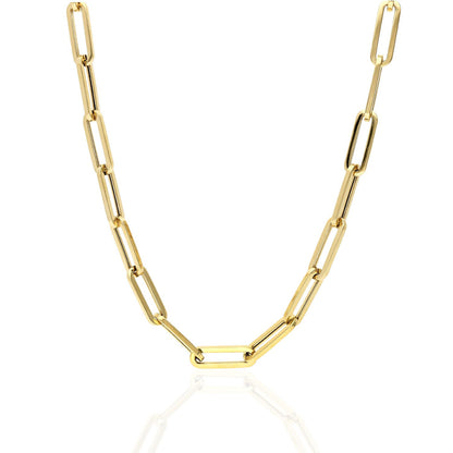 14K Yellow Gold 6mm Paperclip  Elongated Chain Necklace 16"-30"