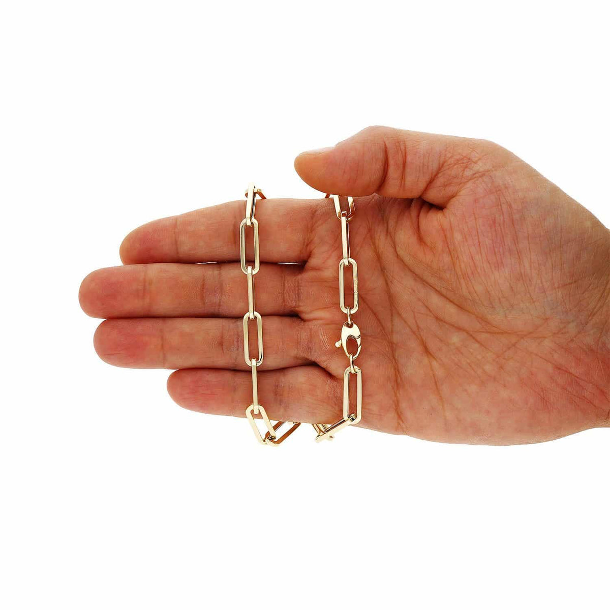 14K Yellow Gold 6mm Paperclip Elongated Chain (Hollow) 16"-30"