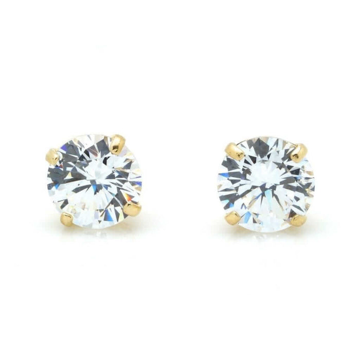 1.50Ct CZ Solitaire Stud 5mm Earrings 14k Yellow Gold