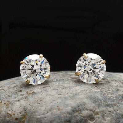 1.50Ct CZ Solitaire Stud 5mm Earrings 14k Yellow Gold