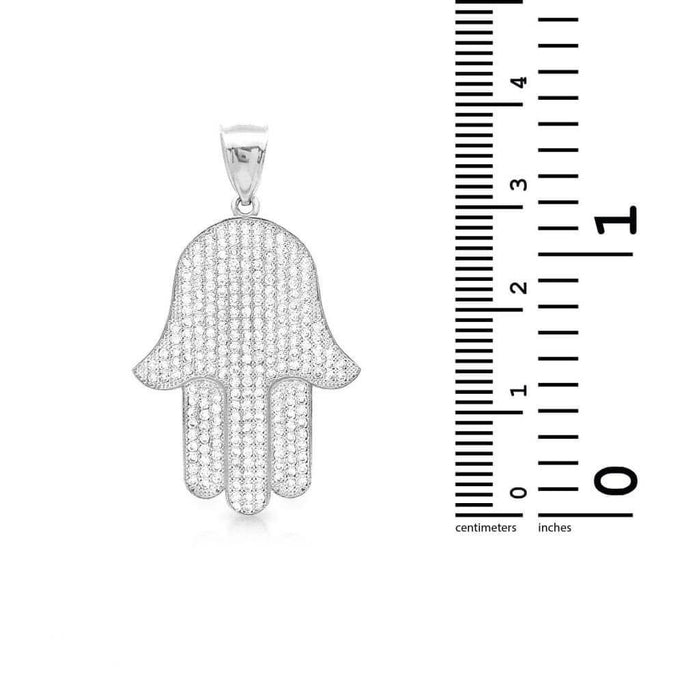 1.5Ct CZ Hamsa Hand Of Fatima Charm Pendant Size