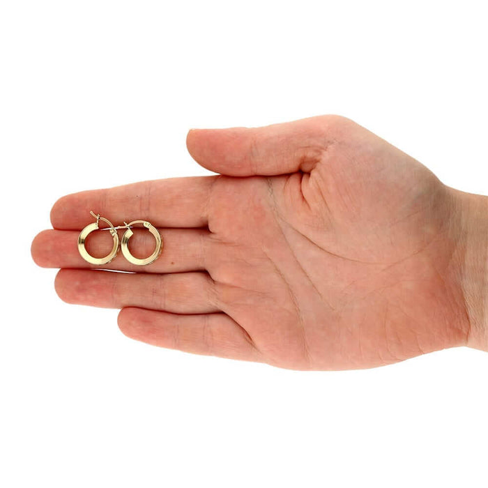 14K Yellow Gold Channel Set Princess-Cut CZ Hoop Earrings 12mm-60mm