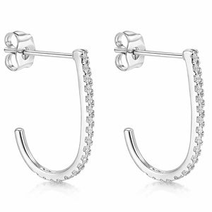 0.40Ct CZ 14K White Gold Rounded Suspender J Hook Earrings