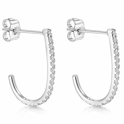 0.40Ct CZ 14K White Gold Rounded Suspender J Hook Earrings