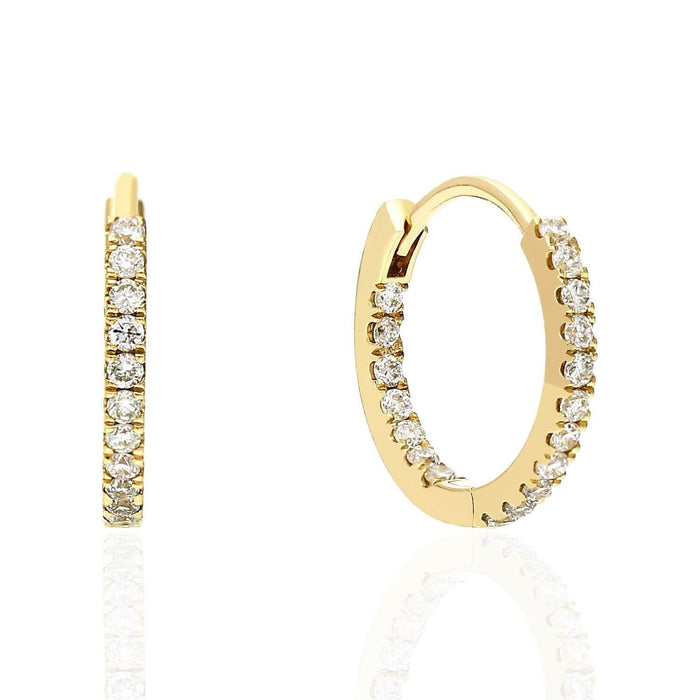 18K Yellow White Rose Gold .50CT Natural Diamond Huggie Hoop Earrings 14mm