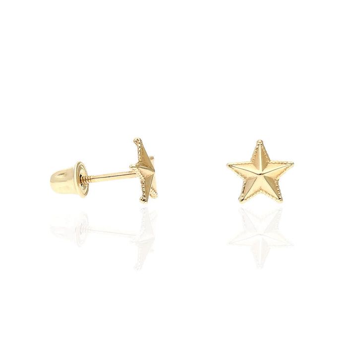 14K Yellow White Gold Screw Back Mini Star Studs Earrings