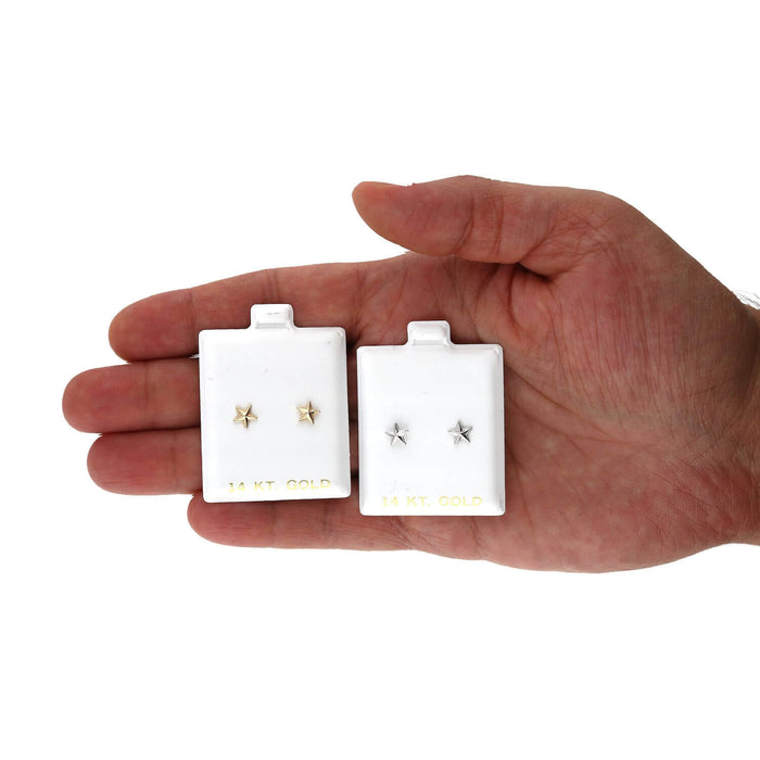 14K Yellow White Gold Screw Back Mini Star Studs Earrings