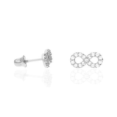 0.35Ct CZ 14k Yellow White Gold Infinity Stud Earrings