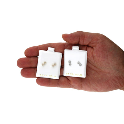 0.35Ct CZ 14k Yellow White Gold Infinity Stud Earrings