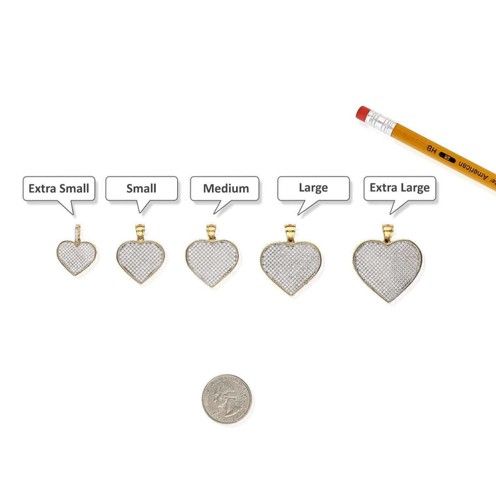 Solid 10K Yellow Gold Micro Pave CZ Heart Pendant