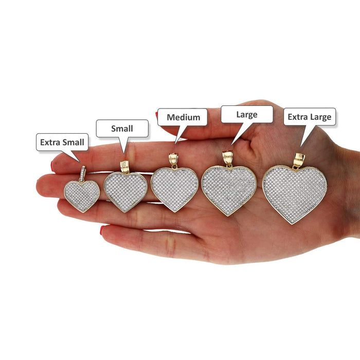 Solid 10K Yellow Gold Micro Pave CZ Heart Pendant