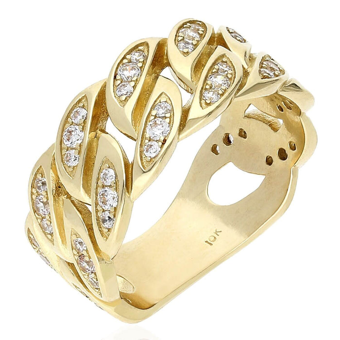 Solid 10K Gold Yellow CZ 9mm Miami Ring Size 8-12