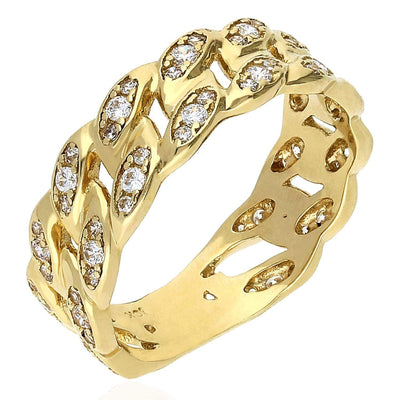 Solid 10K Gold Yellow CZ 7mm Miami Ring Band