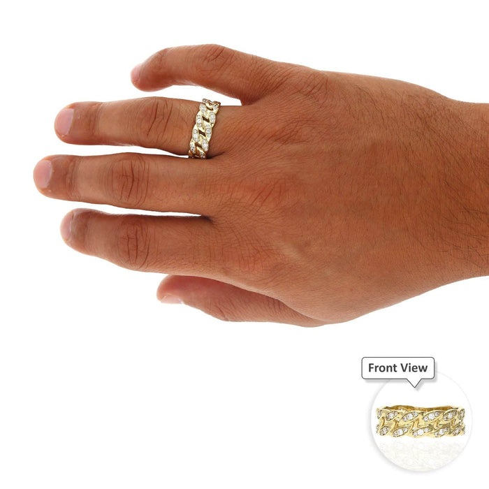 Solid 10K Gold Yellow CZ 7mm Miami Ring Band