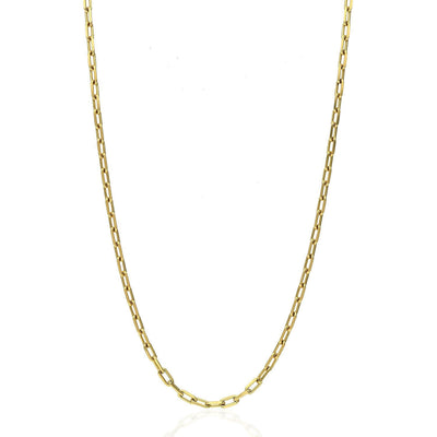 18K Yellow Gold 2.5mm Paperclip Elongated Chain (Solid Links) 16"-24"