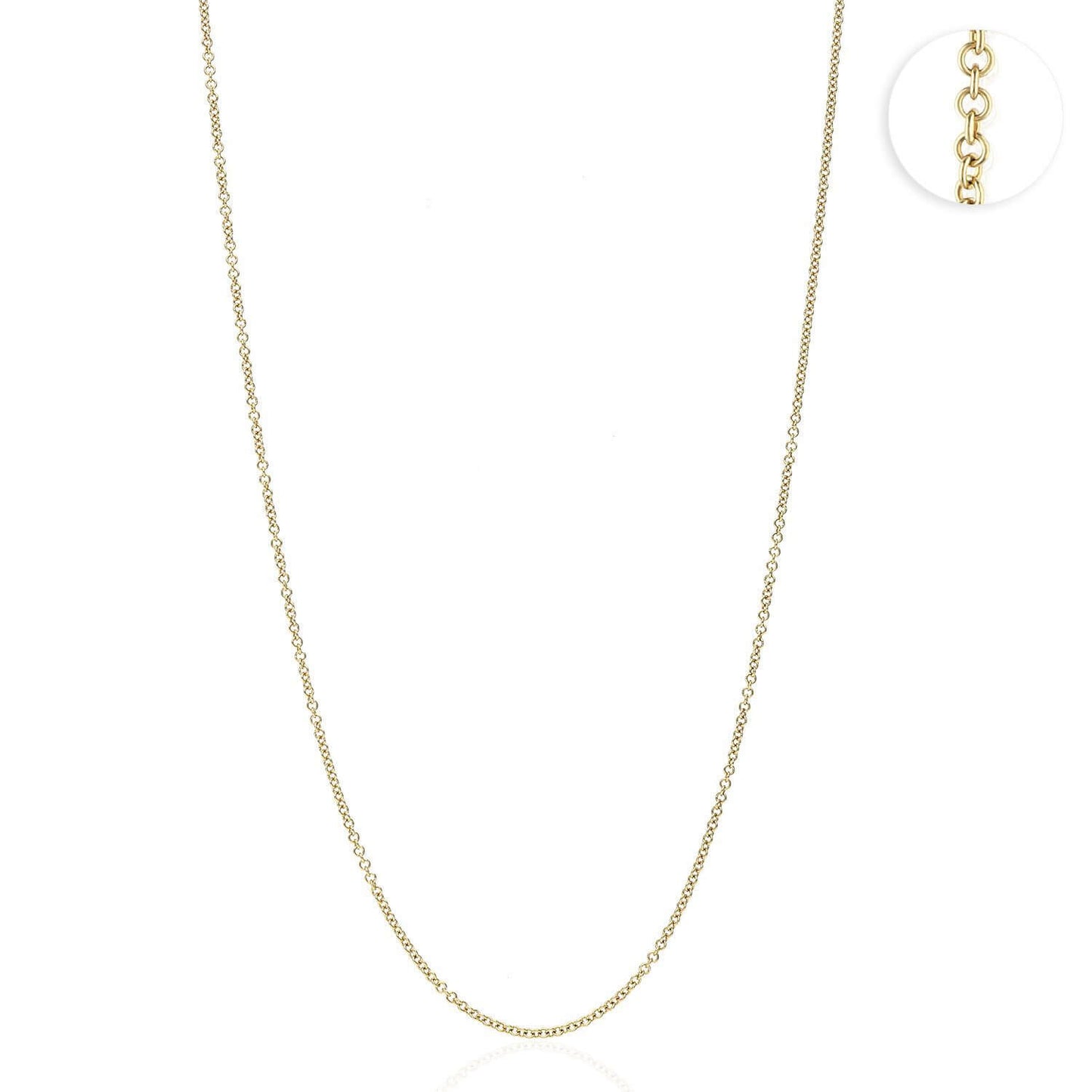 Solid 18K Yellow Gold Cable 1mm  Chain Necklace 16" 18" 20"