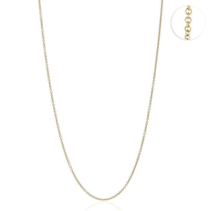 18K Yellow Gold 1mm Cable Chain (Solid Links) 16"-20"
