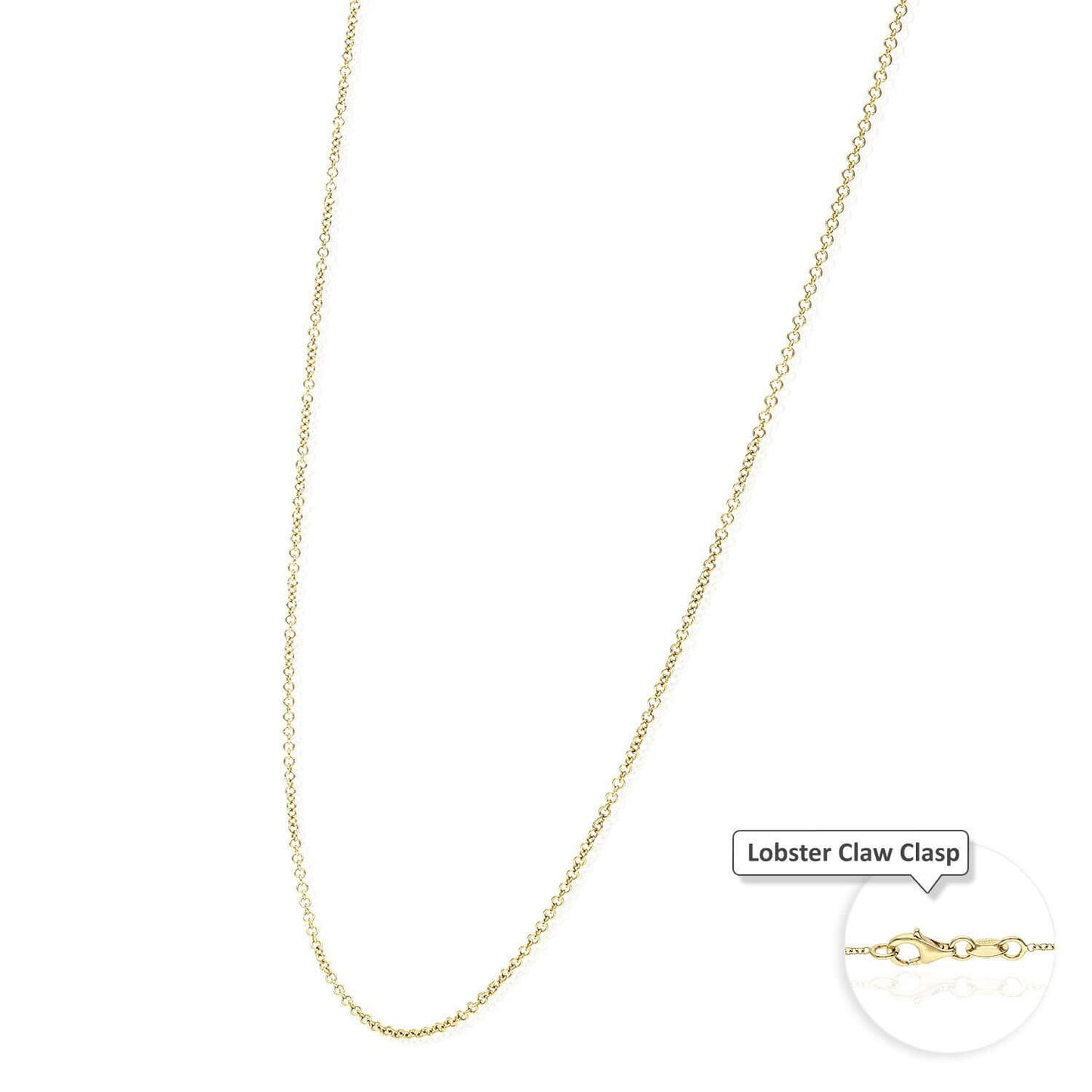 Solid 18K Yellow Gold Cable 1mm  Chain Necklace 16" 18" 20"