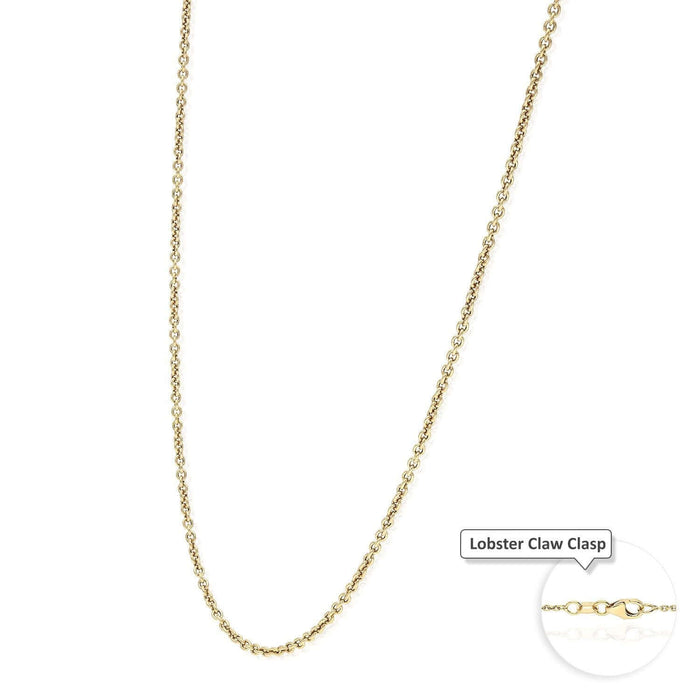 18K Yellow Gold 1.5mm Cable Chain (Solid Links) 16"-24"