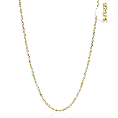 18K Yellow Gold Diamond-Cut 1.5mm Cable Chain (Solid Links) 16"-24"