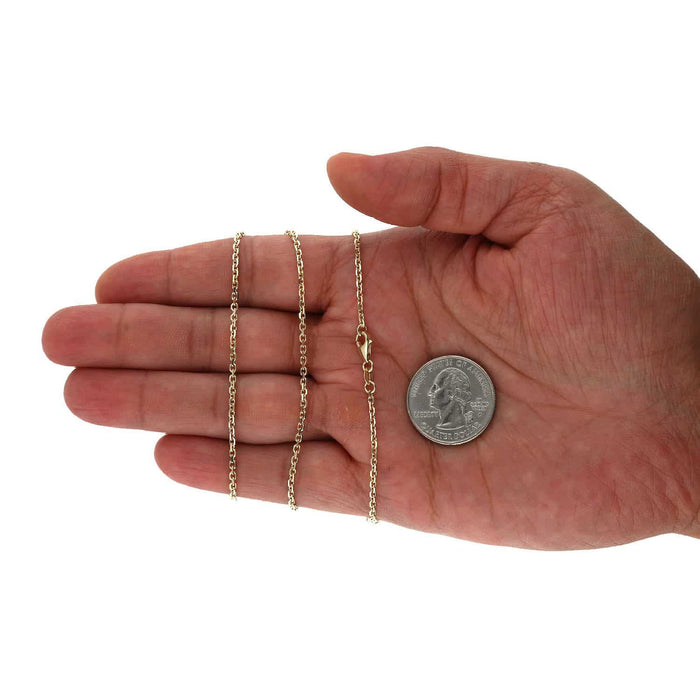 18K Yellow Gold 2mm Diamond-Cut Cable Chain (Solid Links) 16"-24"