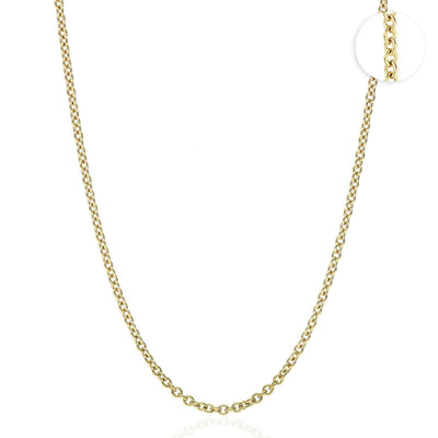 18K Yellow Gold 2mm Cable Chain (Solid Links) 16"-24"