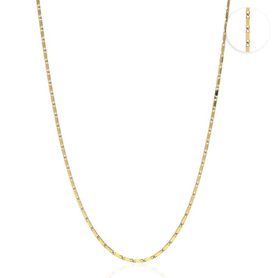 18K Yellow Gold 1mm Lumina Bar Chain (Solid Links) 16"-24"