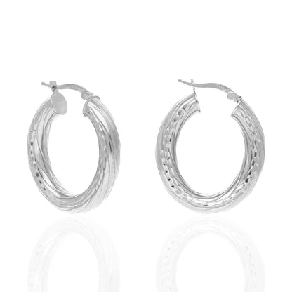 Yellow White Gold Over 925 Sterling Silver 5mm Tube Oval Hoop Earrings