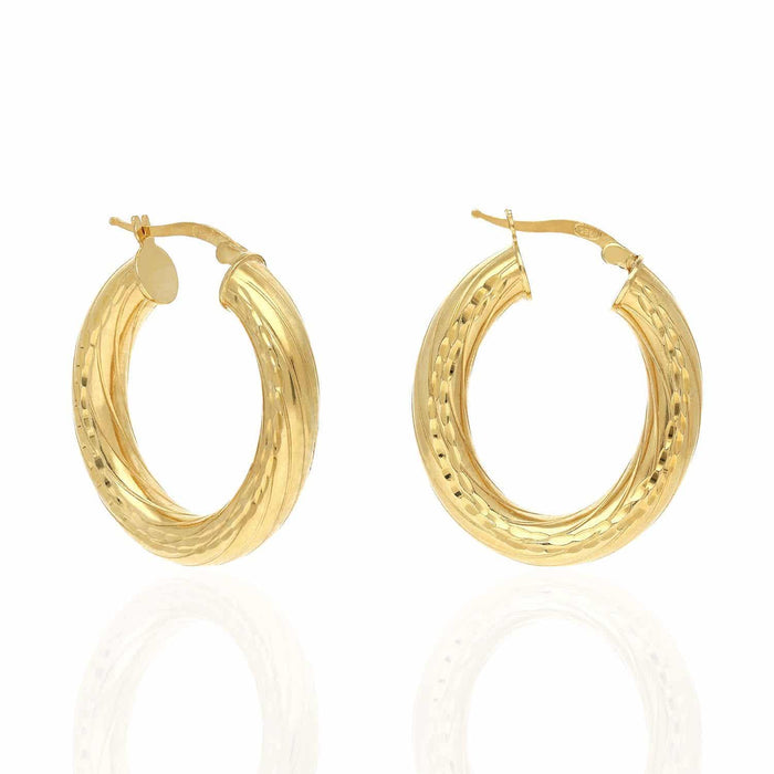 Yellow White Gold Over 925 Sterling Silver 5mm Tube Oval Hoop Earrings