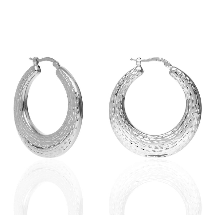 Yellow White Gold Tone Plated 925 Sterling Silver Diamond-Cut Hoop Earrings
