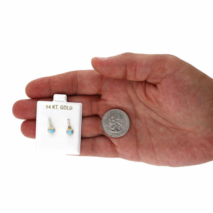 Kids 14K Yellow Gold CZ Enamel Heart Stud Earrings