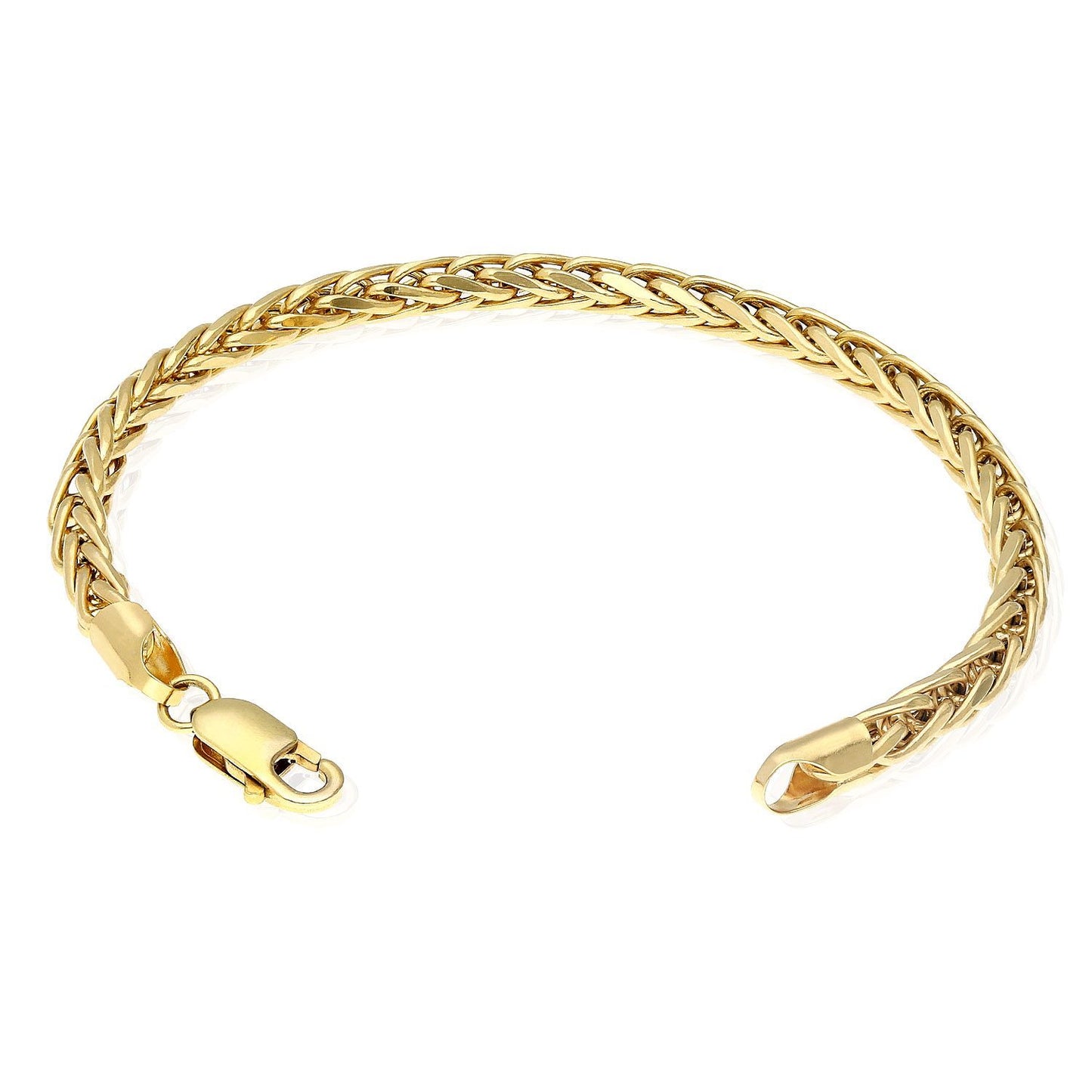 14K Yellow Gold 4mm Round Spiga Wheat  Bracelet 7.5"