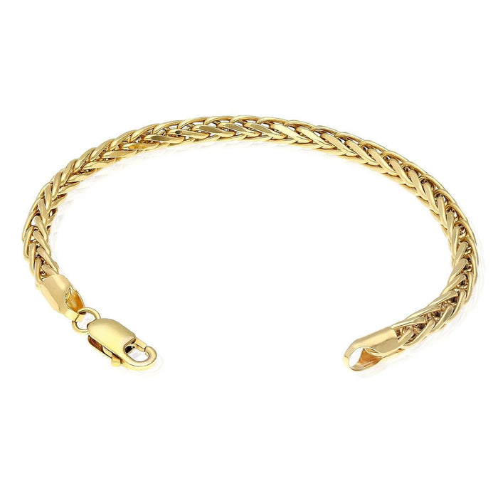 14K Yellow Gold 4mm Round Spiga Wheat Bracelet (Hollow) 8"