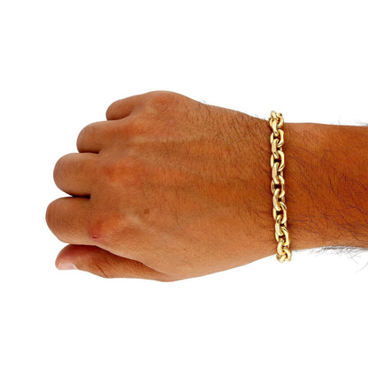 14K Gold Yellow Hollow 7.5mm Cable  Bracelet 8"