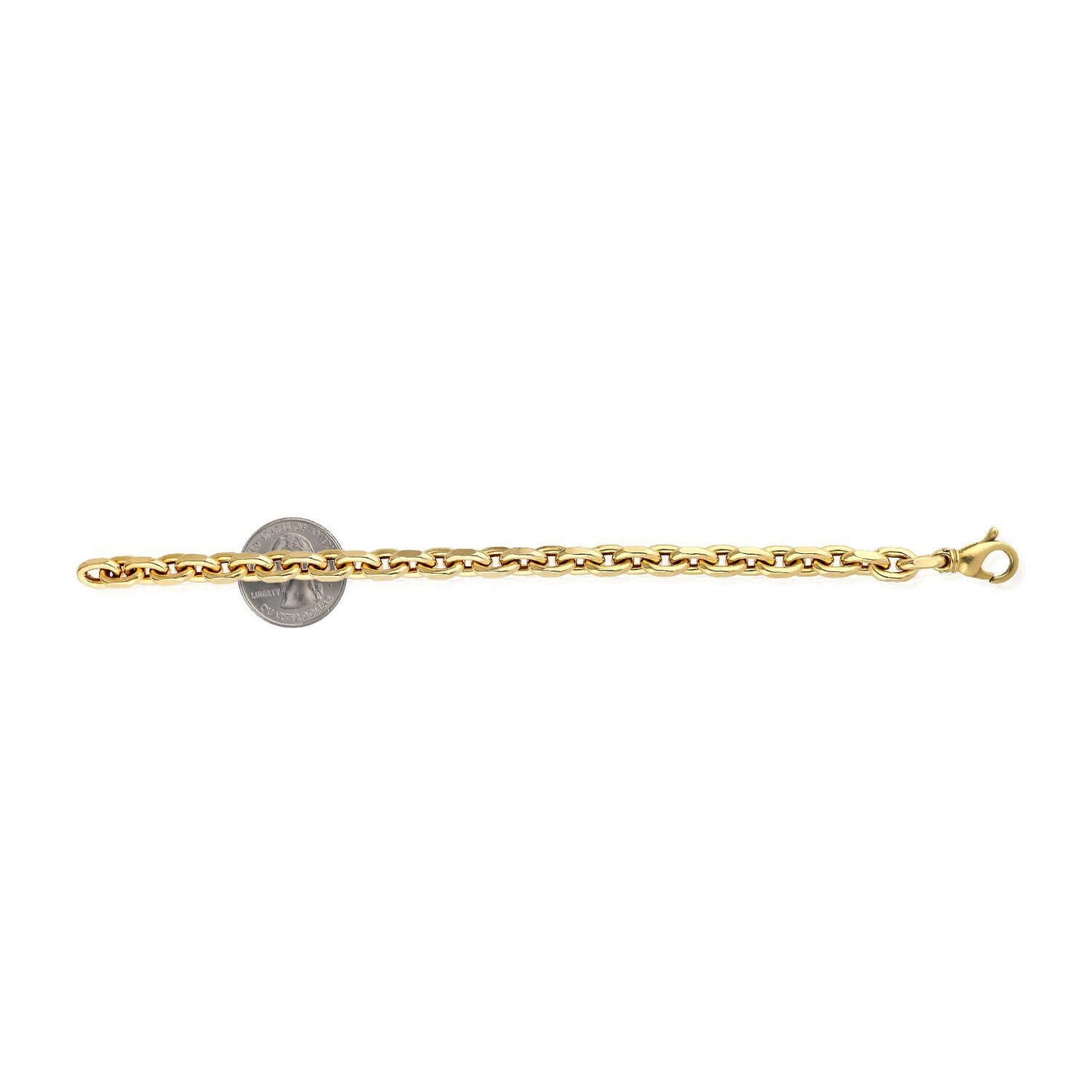 14K Gold Yellow Hollow 7.5mm Cable  Bracelet 8"