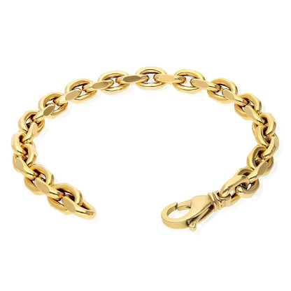 14K Gold Yellow Hollow 7.5mm Cable  Bracelet 8"